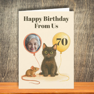 Feliz aniversário de nós, cartão com fotos de gato