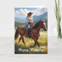 Feliz Aniversário do Cartão de Saudação da Cowgirl