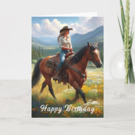 Feliz Aniversário do Cartão de Saudação da Cowgirl