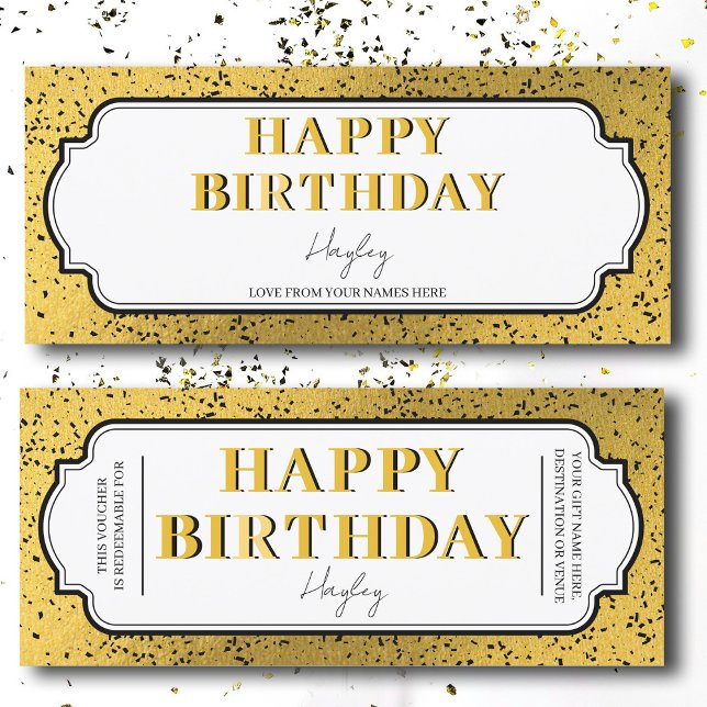 Feliz Aniversário do Certificado de Presente Perso (Happy Birthday Custom Gift Certificate Voucher)
