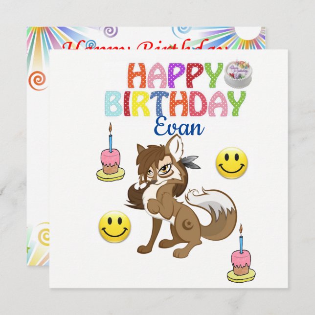 Feliz Aniversário do Convite Wolf (Frente/Verso)