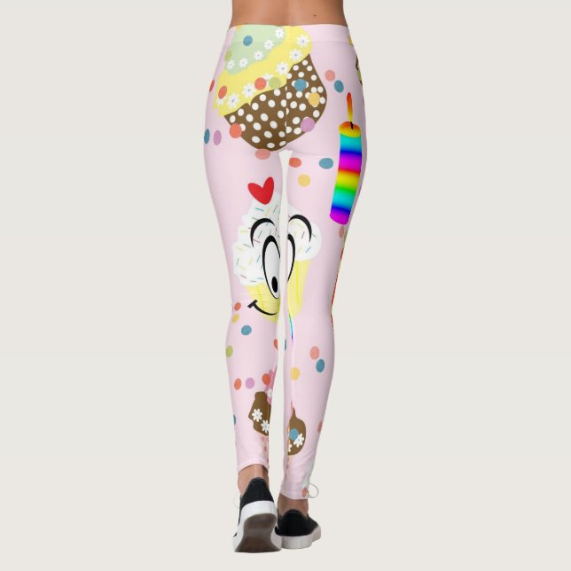 Feliz aniversário do Cupcake Leggings (Verso)
