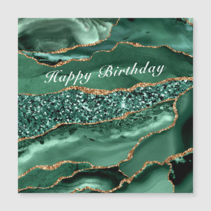 Feliz Aniversário do Magnet Card Agate Marble Verd