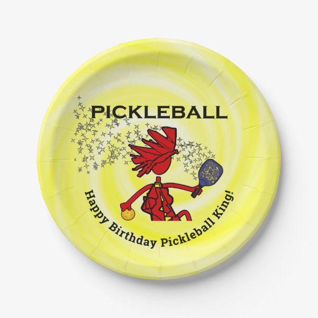 Feliz aniversário do Pickleball! pratos de papel (Frente)