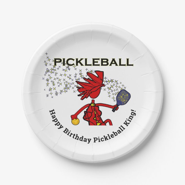 Feliz aniversário do Pickleball! pratos de papel (Frente)