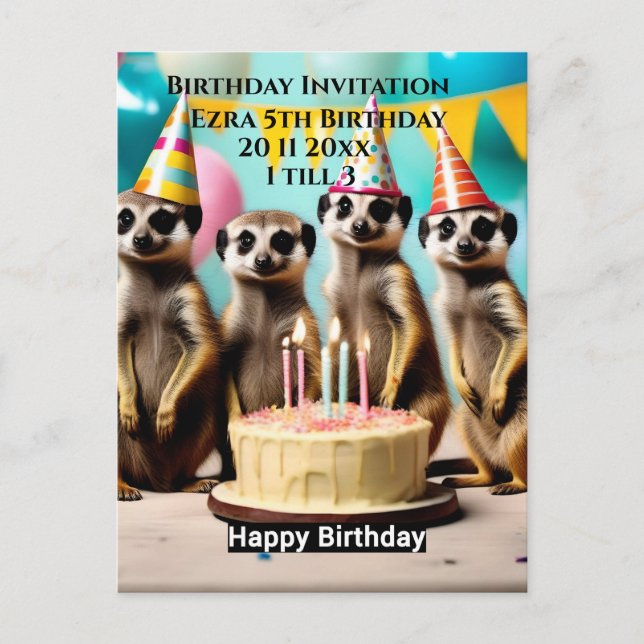 Feliz Aniversário do Suricata, Convite para Festa  (Frente)