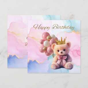 Feliz Aniversário do Urso Rosa-Rosa Arco-Dourado