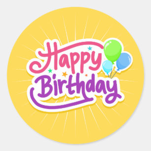 Feliz aniversário dos adesivos de amarelo