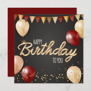 Feliz aniversário, Dourado e Cartão Vermelho