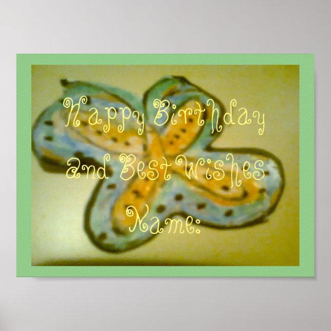 Feliz Aniversário E Melhor Desejo De Papel Poster (Frente)