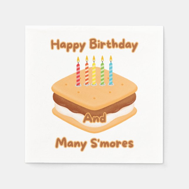 Feliz Aniversário E Muitos S'mores Guardanapos 3 C (Frente)