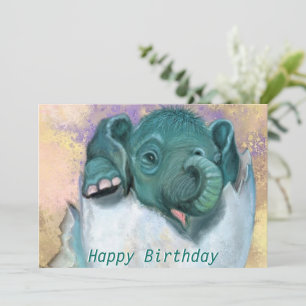 Feliz Aniversário - Elefante Bebê Hatching from