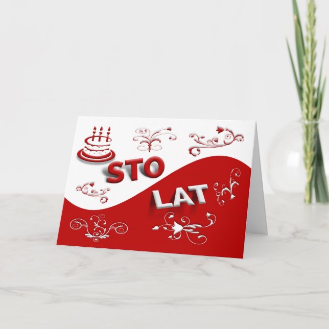 Feliz Aniversário em Cartão Polonês (Frente)