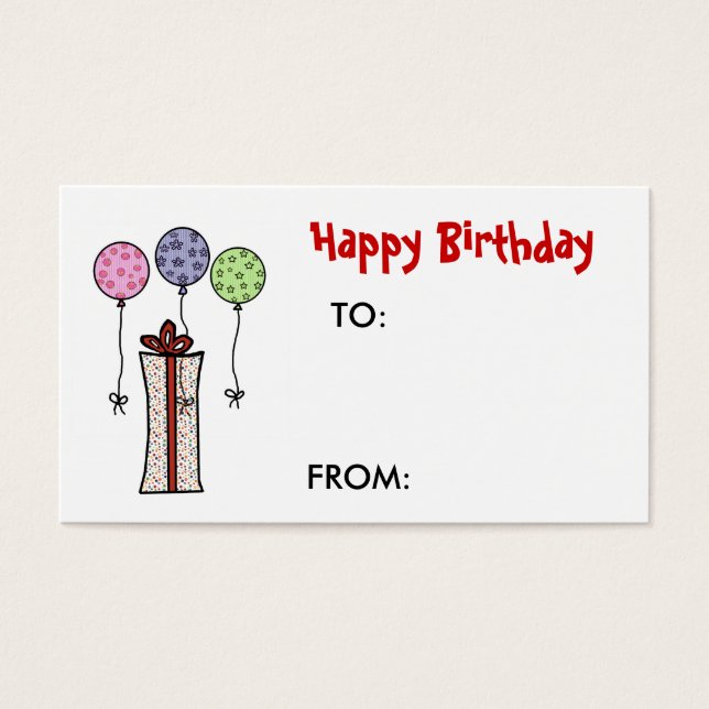Feliz aniversário, etiqueta do presente (Frente)