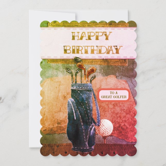 Feliz Aniversário Excelente Golfer Bag e Clubs Ani (Frente)