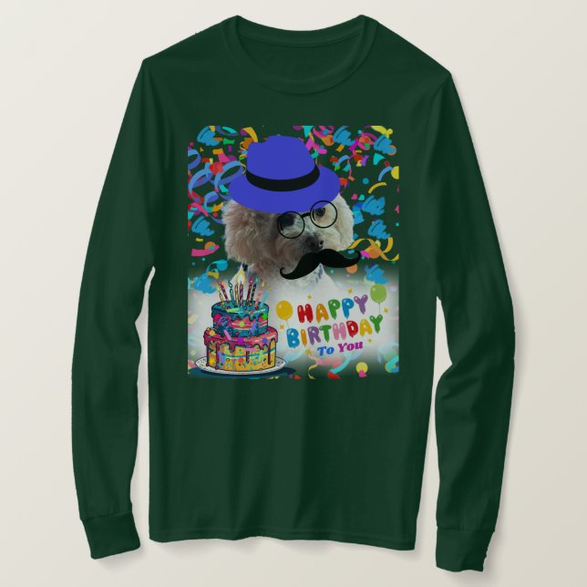 Feliz Aniversário Faça Uma Camiseta De Poodle Dese (Frente do Design)