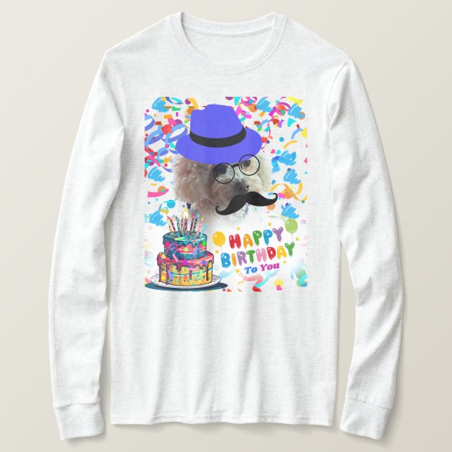 Feliz Aniversário Faça Uma Camiseta De Poodle Dese (Frente do Design)