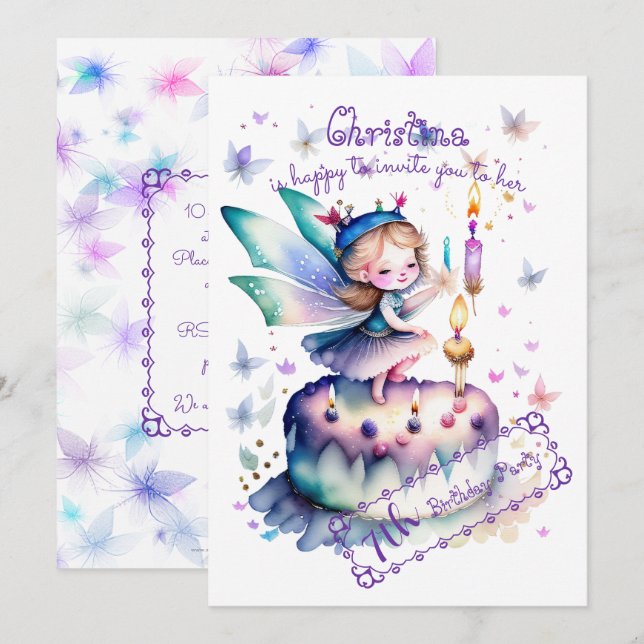 Feliz aniversário Fada 01 (Frente/Verso)