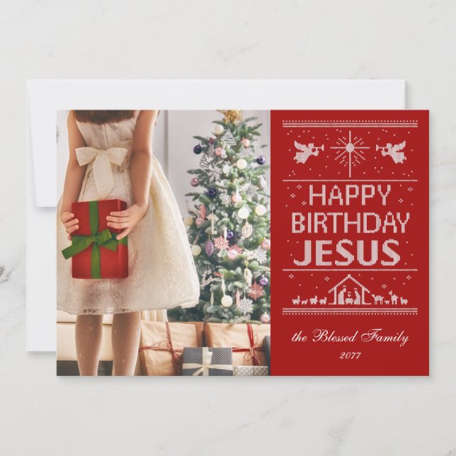 Feliz Aniversário Feliz de Jesus Foto Cristã (Frente)