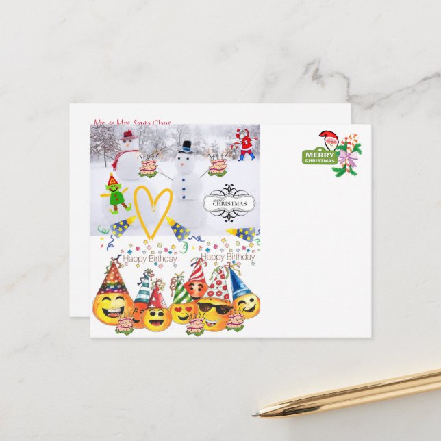 Feliz Aniversário Feliz Natal Cartões Postais (Frente/Verso In Situ)