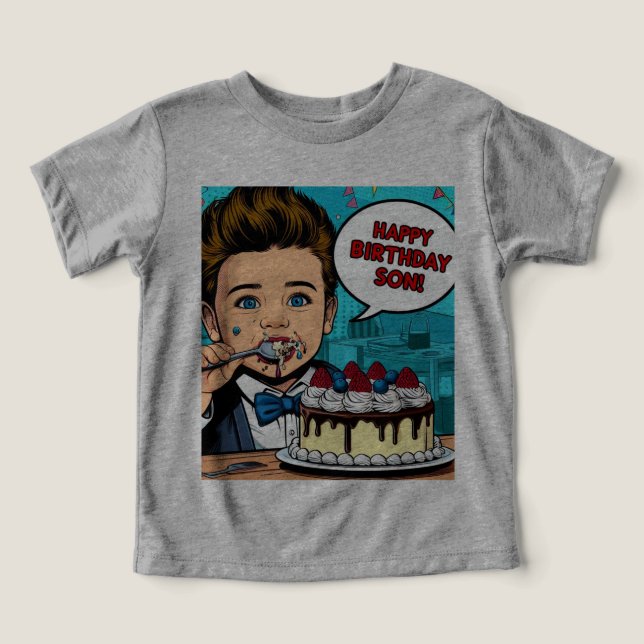 Feliz aniversário, filho - A camiseta de aniversár (Design frontal)