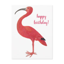 Feliz Aniversário Flamingo Arte Antiga em Cartão P