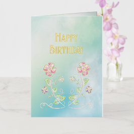 Feliz Aniversário, Floral, Bonito, Amor, Moderno