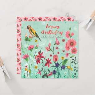 Feliz Aniversário Floral Flores Cartão comemorat