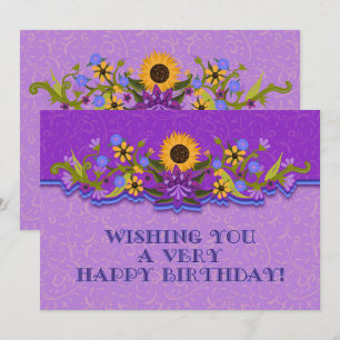 Feliz Aniversário Flores de Arte Folclórica Modern