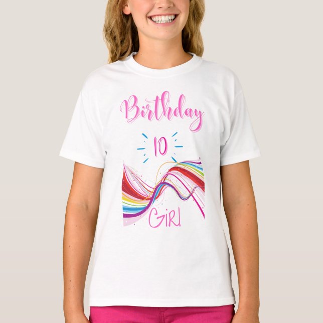 Feliz Aniversário Garotas 10 Anos De Camisa (Frente)