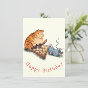 Feliz Aniversário - Gato e Rato Jogando Xadrez Eng