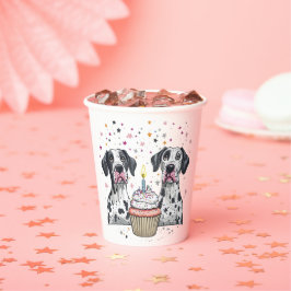 Feliz Aniversário Grande Cupcake de Cães Dane
