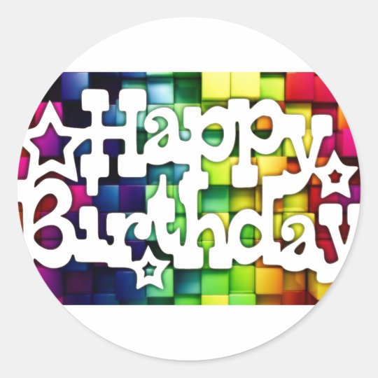 Feliz Aniversário - Happy Birthday Adesivo Redondo