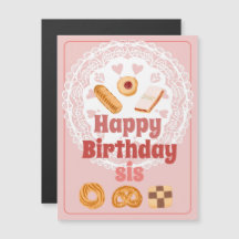 Feliz aniversário, irmã imã, biscoitos dinamarques