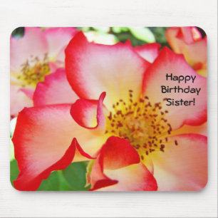 Feliz Aniversário Irmã! mousepad Flores de Rosa
