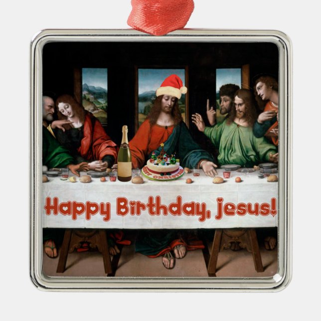 Feliz aniversário, Jesus! Enfeites de natal engraç (Frente)