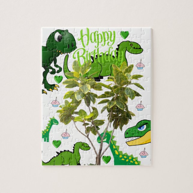 Feliz Aniversário Jigsera Quebra-cabeça Dinosuar (Vertical)