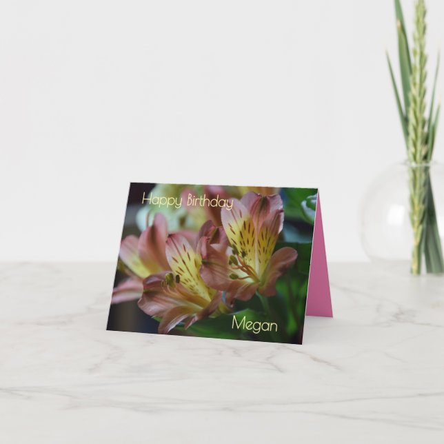 Feliz Aniversário Lírios Personalizáveis Cartão de (Frente)
