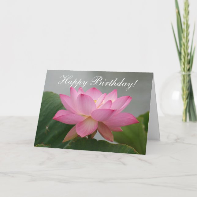 Feliz Aniversário Lotus Blossom Cartão de Saudação (Frente)