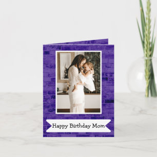 Feliz Aniversário Mãe Foto Roxo E Cartão Branco