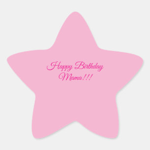 Feliz Aniversário Mamãe Adesivo Estrela Rosa Fof
