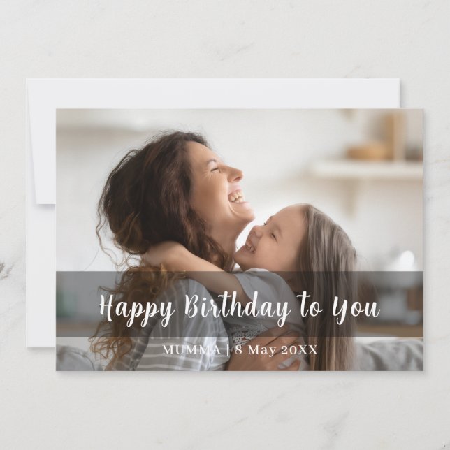 Feliz Aniversário Mamãe Design de Foto com Roteiro (Frente)
