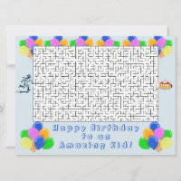 Feliz Aniversário Maze e Balões Azul Criança Incrí