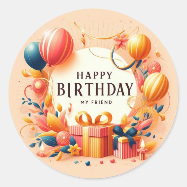 Feliz aniversário, meu amigo adesivo (Frente)