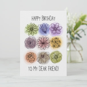 Feliz Aniversário Meu Caro Amigo Flores De Aquarel