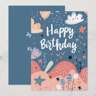 Feliz Aniversário, Moderno, Abstrato Rosa, Salmão 