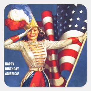 Feliz aniversário na América. Adesivos retrorref