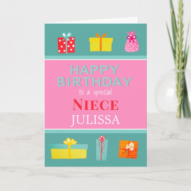 Feliz Aniversário - Niece - Cartão Personalizado (Frente)