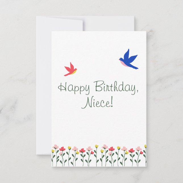 Feliz Aniversário Niece - Cartão Simplista Minimal (Frente)