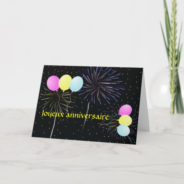 Feliz aniversário no Cartão Francês (Frente)